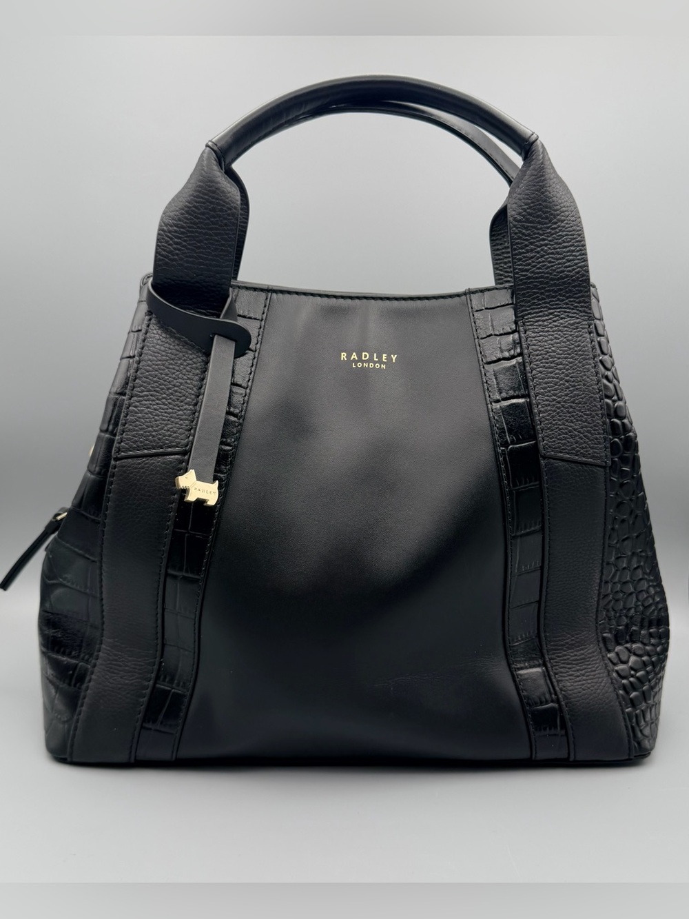 Radley London Leather Baylis Road Zip Around Satche, Black EUC